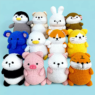 12-in-1 Chubby Animals Crochet Pattern thumbnail